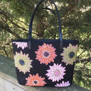Vintage Black Floral Tote Bag